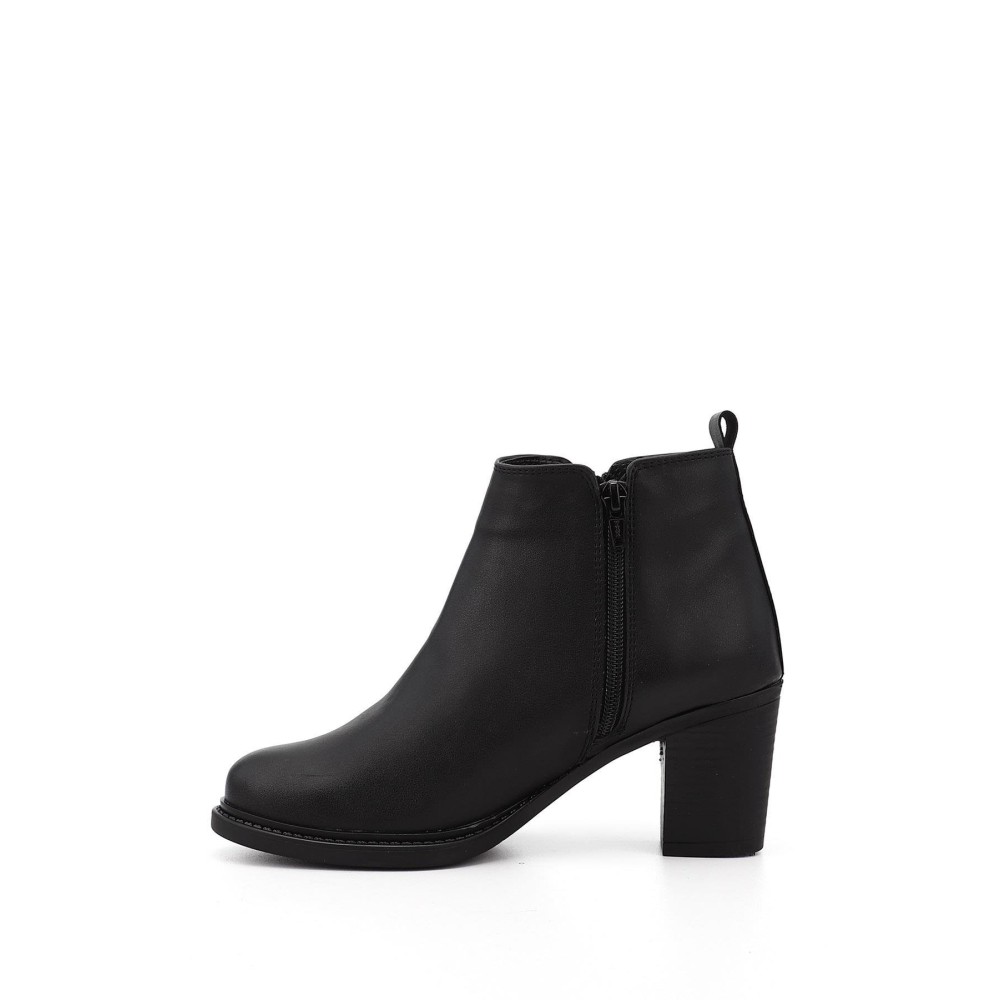 Kadın Siyah Fermuarlı Kalın Topuklu Bot