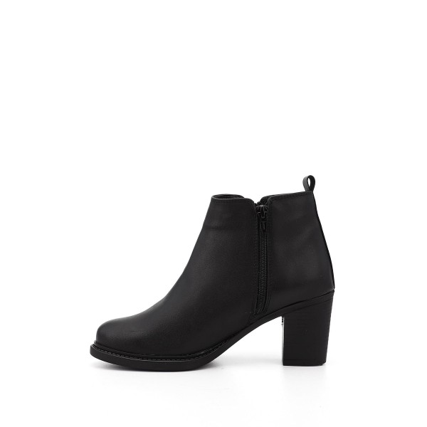 Kadın Siyah Fermuarlı Kalın Topuklu Bot